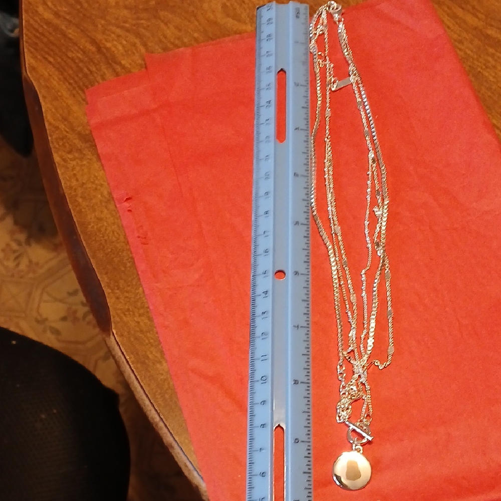 Silvertone Nine West Mulity Chain Necklace With Pendant